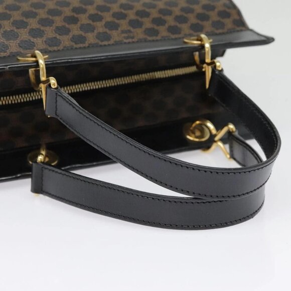 CELINE Macadam Canvas Hand Bag PVC Leather Black Gold - Picture 8 of 15